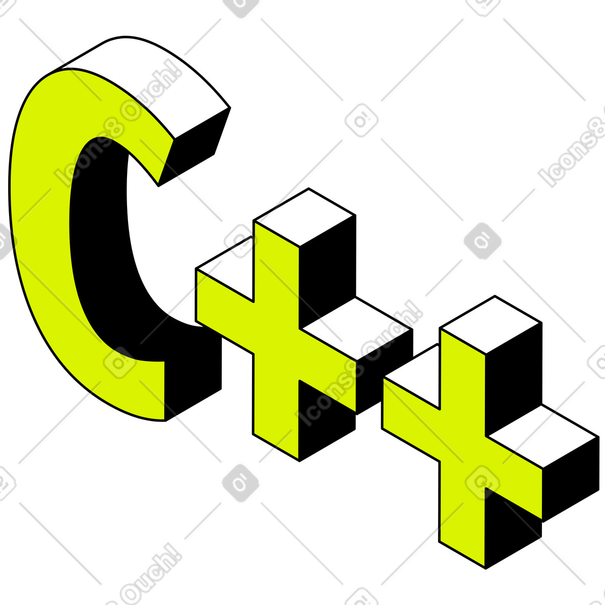 Isometric 스타일의 레터링 c++ 텍스트 일러스트레이션 PNG, SVG 다운로드