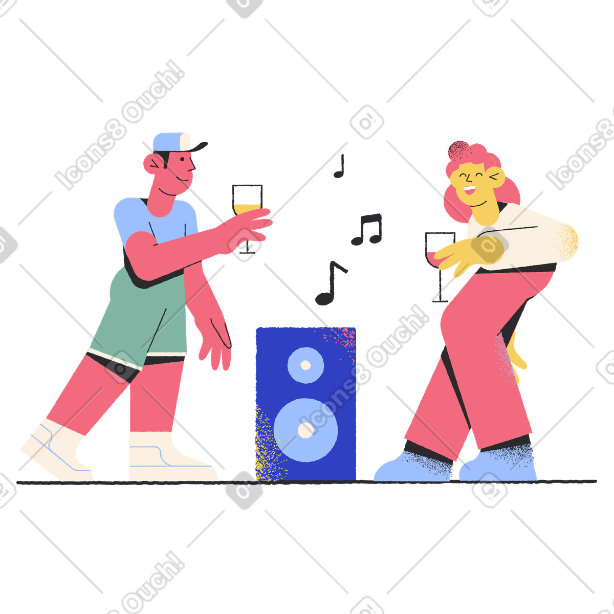 Leute auf der party-Illustration im Pablo-Stil als Download in PNG, SVG