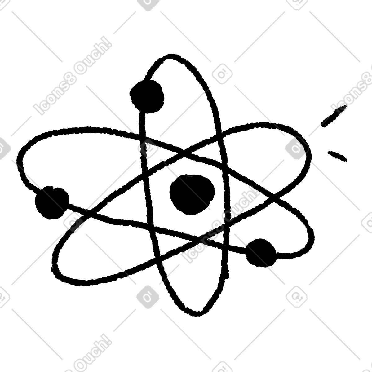 下载 Black Chalk 风格的 Physics atomic structure model with electrons circling central core 插画，支持 PNG、SVG 格式