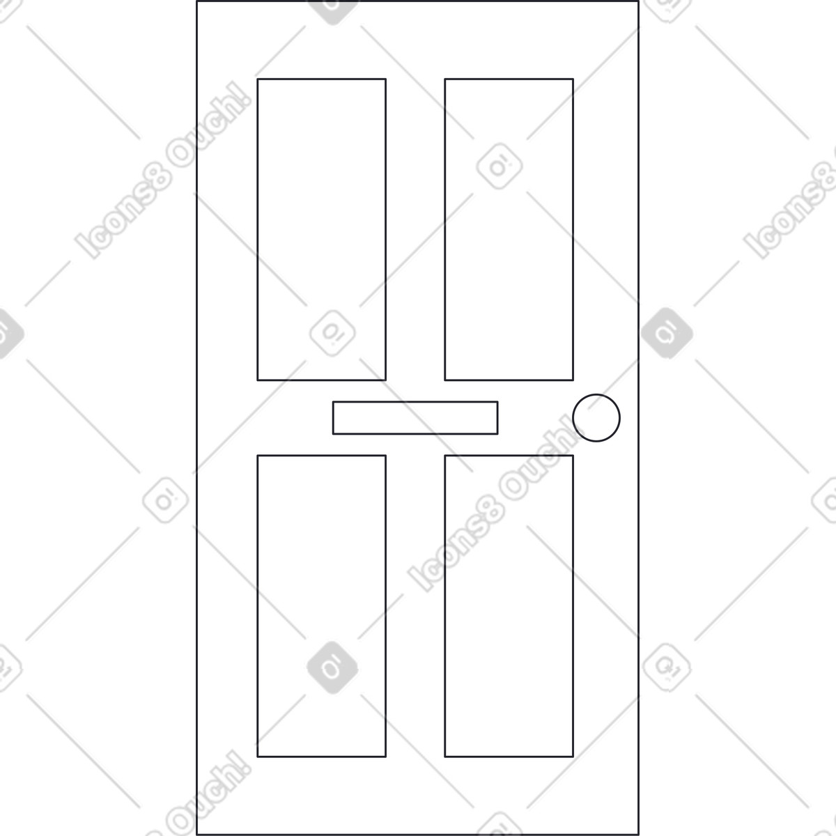Closed white door outline illustration in Grapy style download in PNG, SVG
