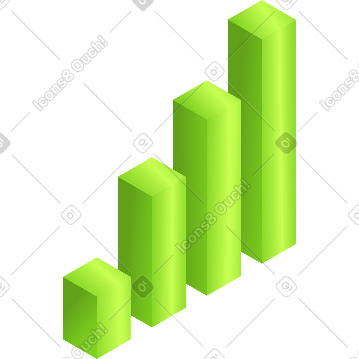 Diagrammbalken nach oben-Illustration im Isotech-Stil als Download in PNG, SVG