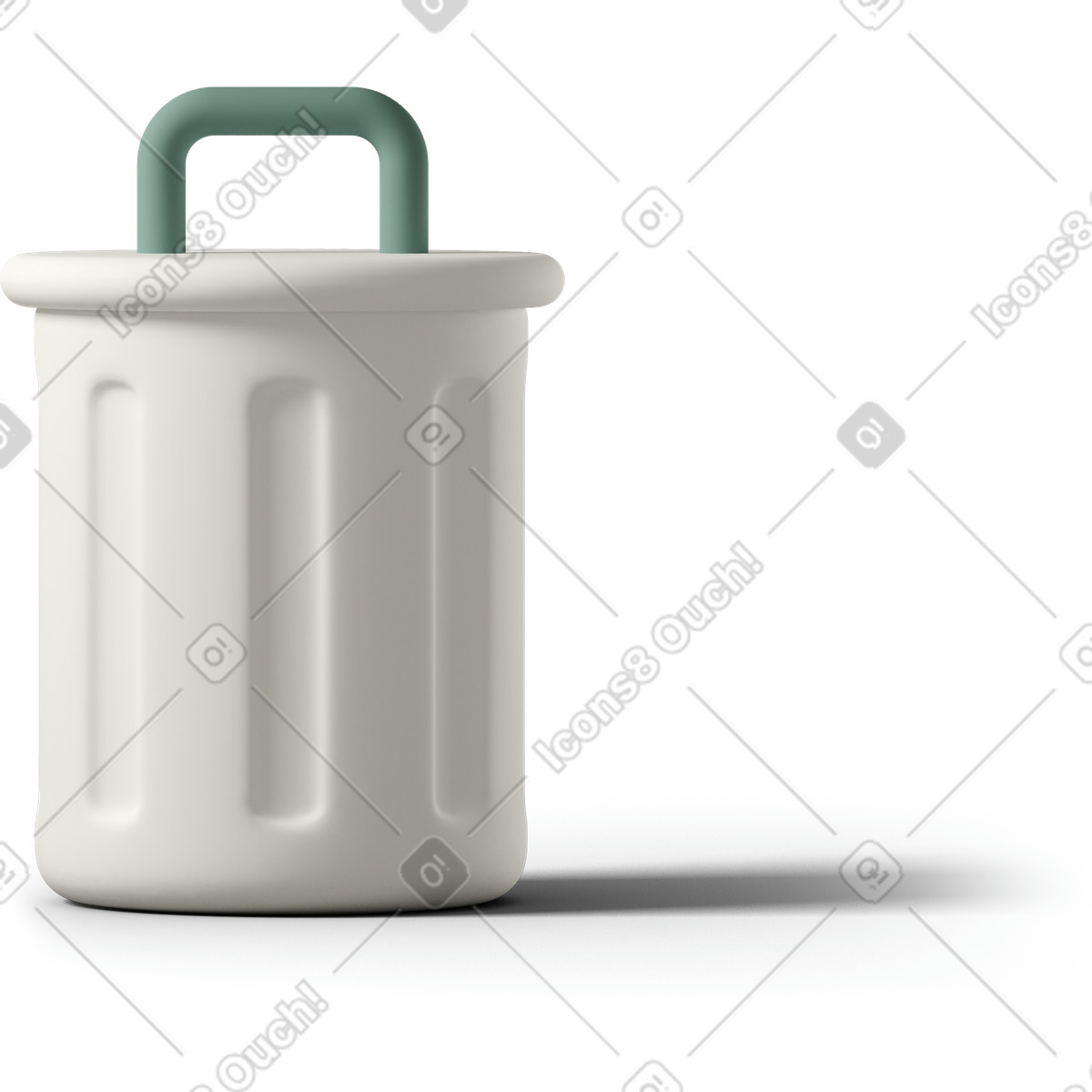 Closed white garbage bin-Illustration im 3D Casual life-Stil als Download in PNG, SVG