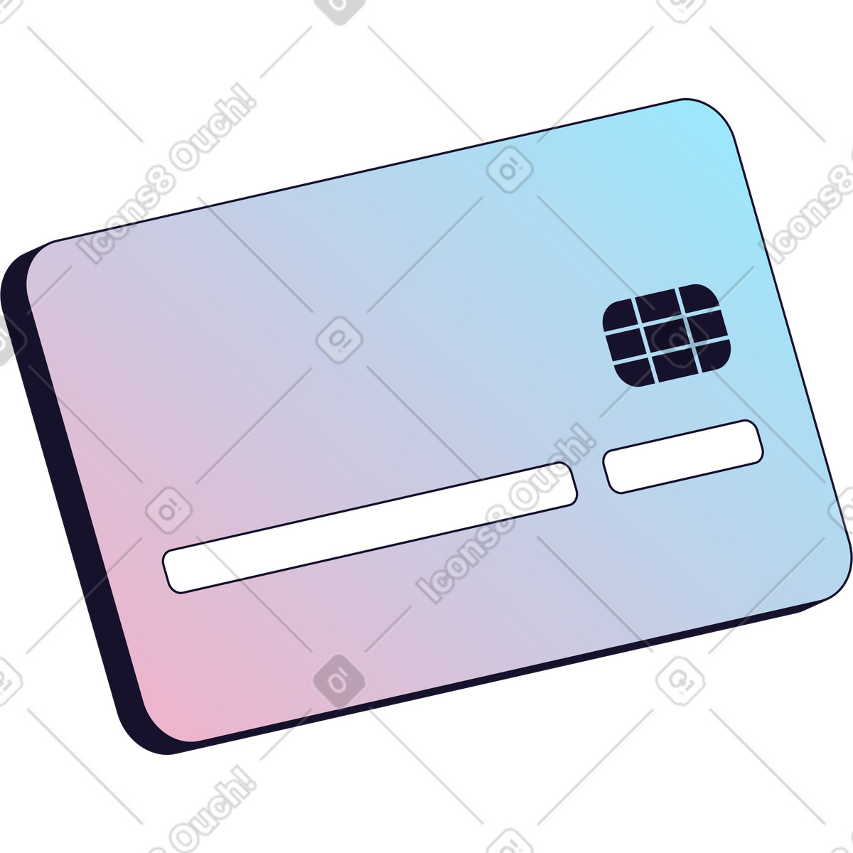 Gradient bank card illustration in PNG, SVG