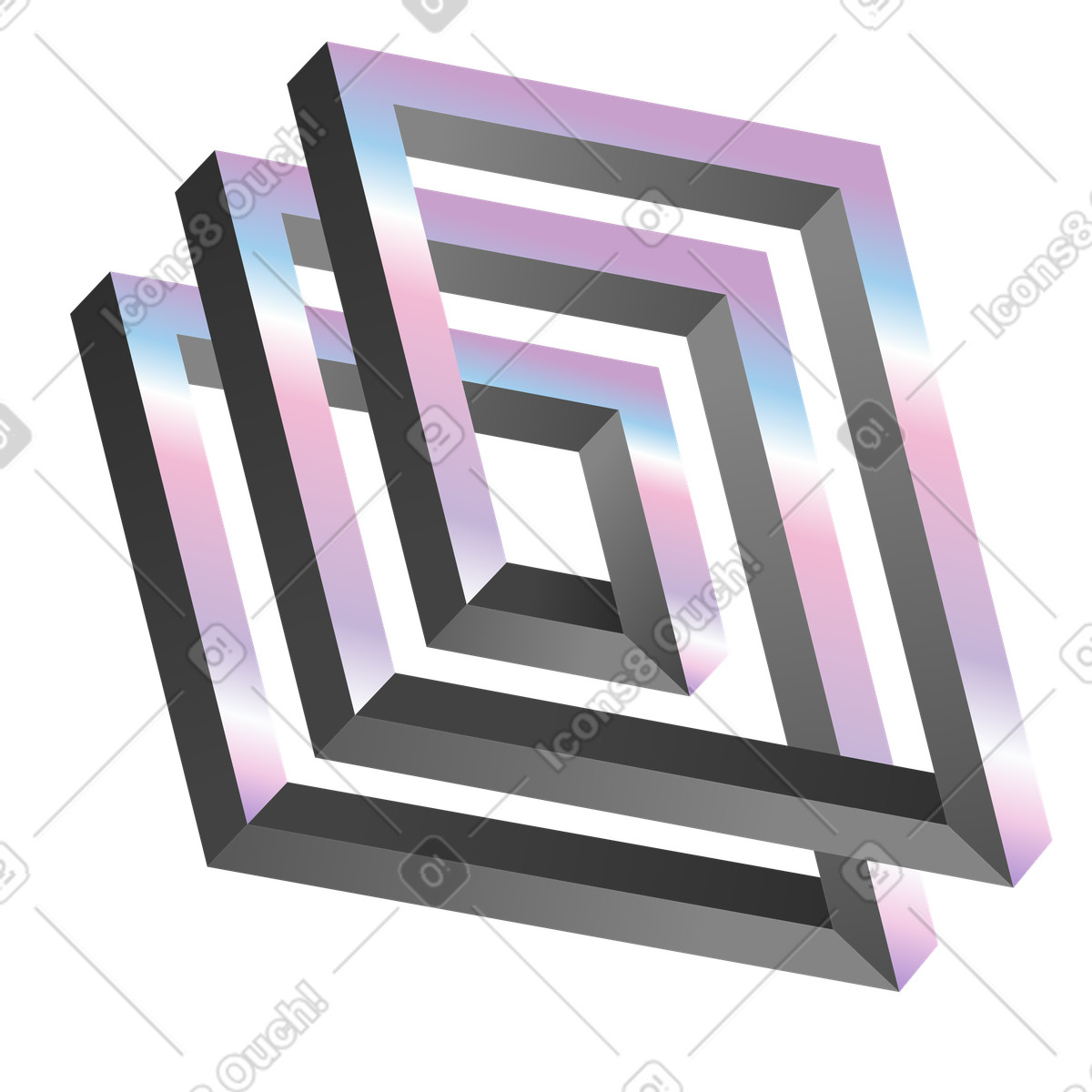Illustration Rectangles impossibles empilés, illusion d'optique et art surréaliste dans le style Experimental à télécharger aux formats PNG, SVG