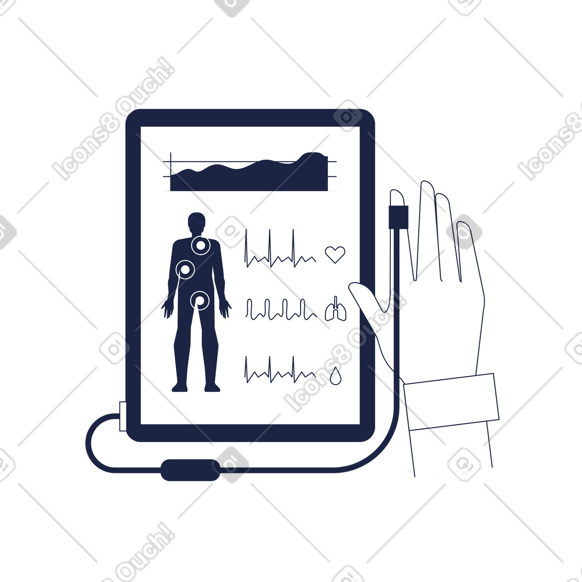 Ilustración Autocontrol médico en estilo Urban Line a descargar en PNG y SVG