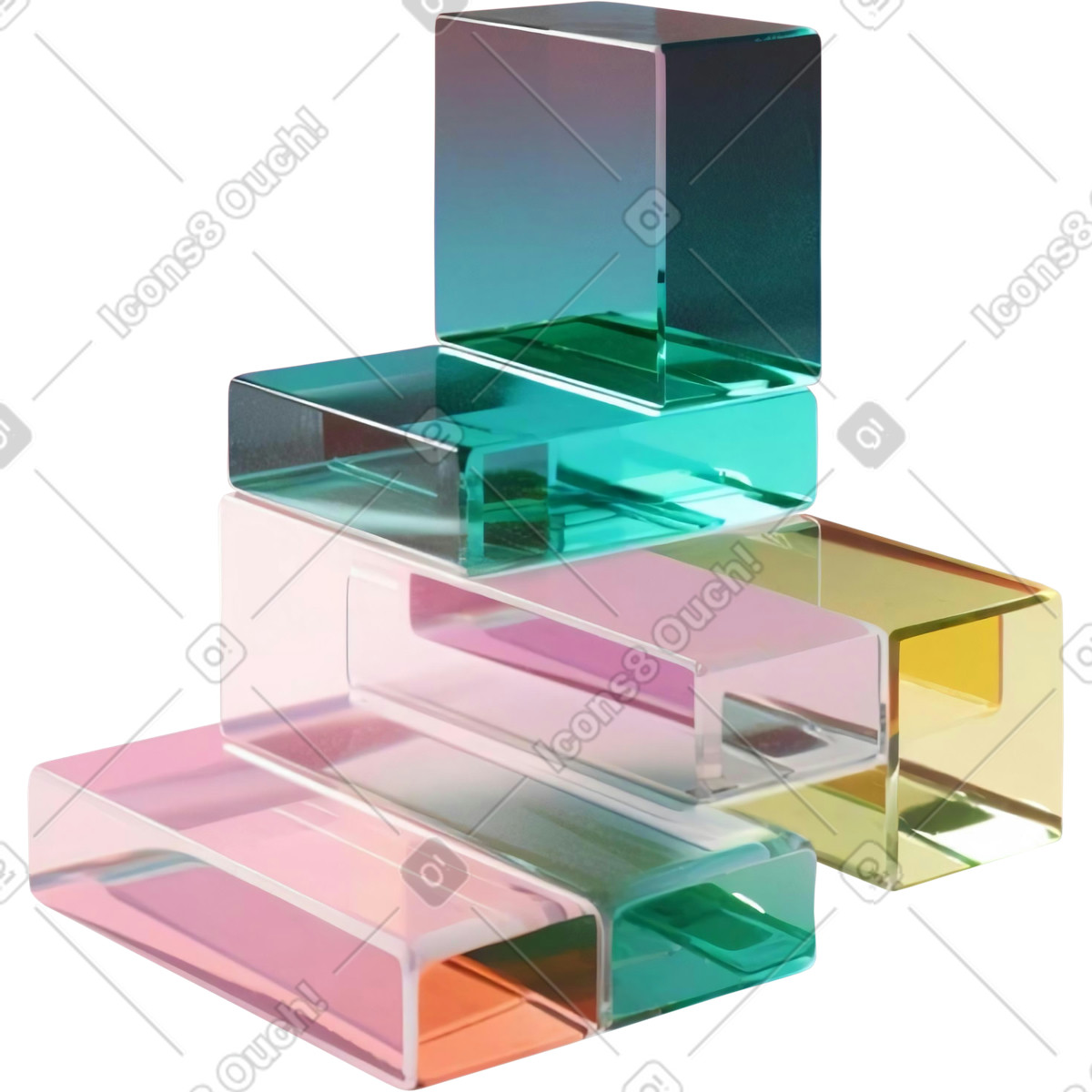Costruzione, composizione con cubi di vetro astratti illustrazione in stile 3D Construction scarica in PNG, SVG