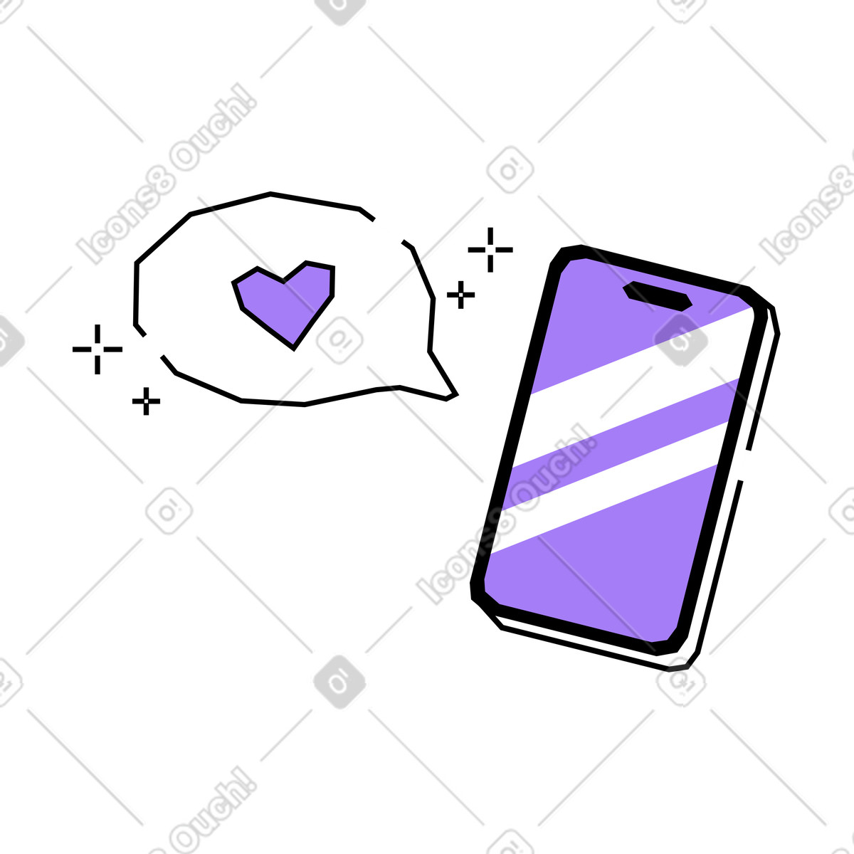 Ilustração de Curtir notificação no telefone em estilo Amethyst para baixar em PNG, SVG