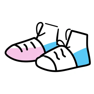 A pair of sneakers, featuring a unique "nose design" on their toe caps. The sneakers are primarily white, with accents of blue on the sides. The toe caps are adorned with a graphic representing a nose, detailed with nostrils and a light pink shade. The laces are tightly tied, and the soles are slightly elevated, giving them a sporty appearance. The background is simple and unobtrusive, allowing the sneakers to stand out prominently.