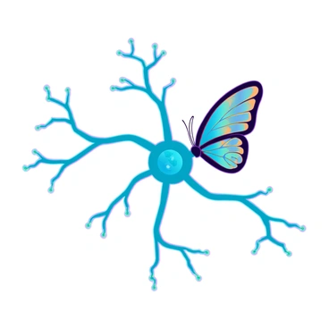 A neuron with its branches transforming into butterfly wings