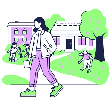 A person taking a walk in the neighborhood while practicing gratitude by observing their surroundings.
