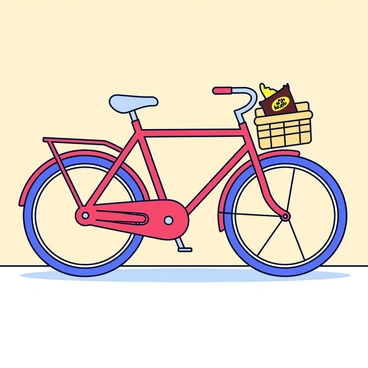 A bicycle parked outside with a Snickers bar nestled in the front basket.