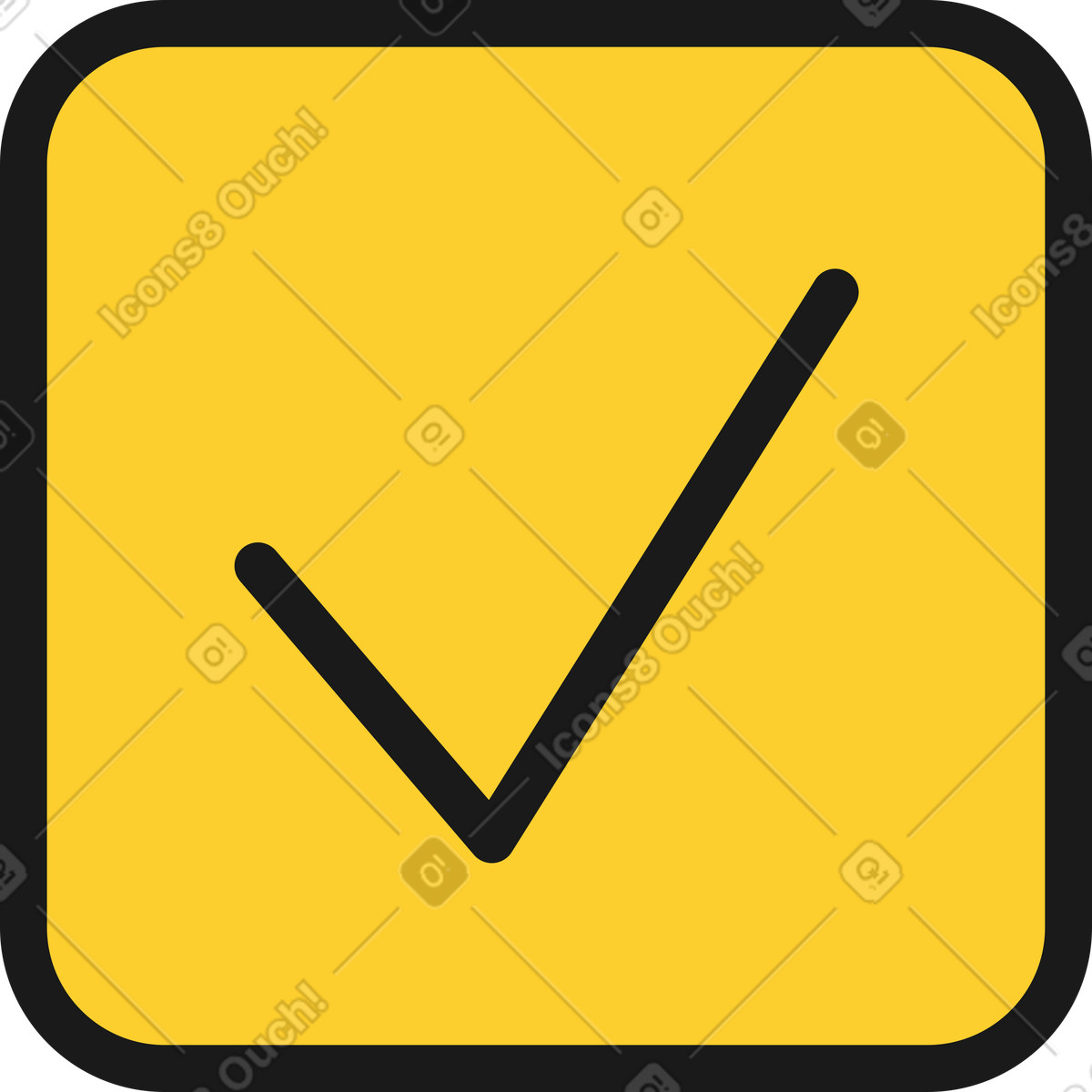 Yellow button with checkmark illustration in Taxi style download in PNG, SVG
