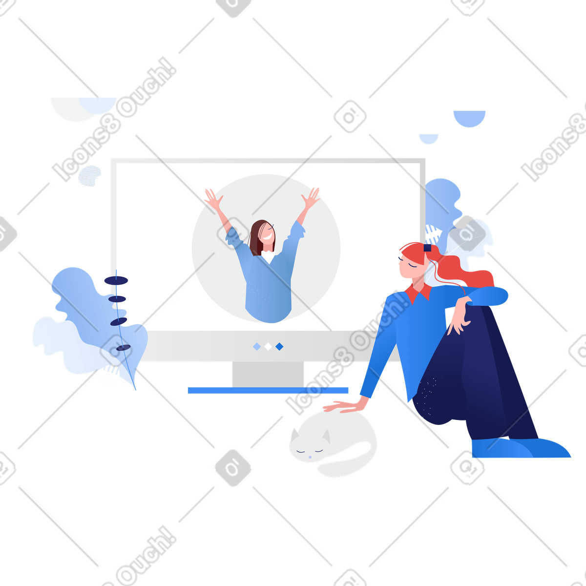 Comunicazione di distanza sociale illustrazione in stile Clip scarica in PNG, SVG