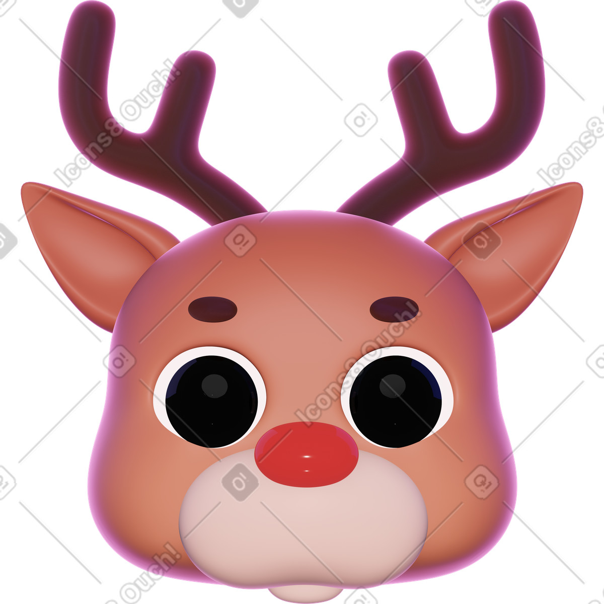 3D Holidays 스타일의 루돌프 순록 아이콘 일러스트레이션 PNG, SVG 다운로드