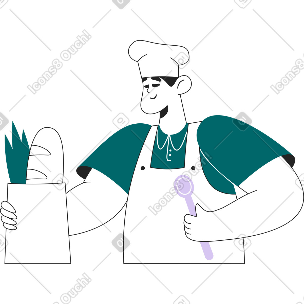 下载 Sammy Line 风格的 用食物包做饭 插画，支持 PNG、SVG 格式