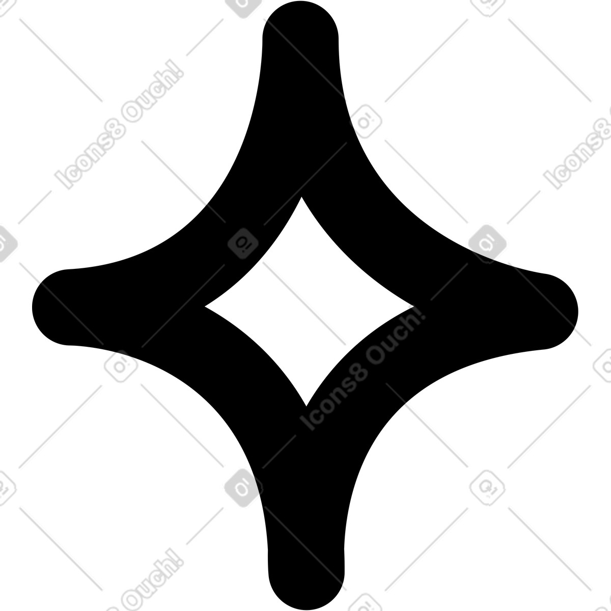 Ilustración Star diamond shape minimal geometric symbol with curved points en estilo Notion Line Art a descargar en PNG y SVG