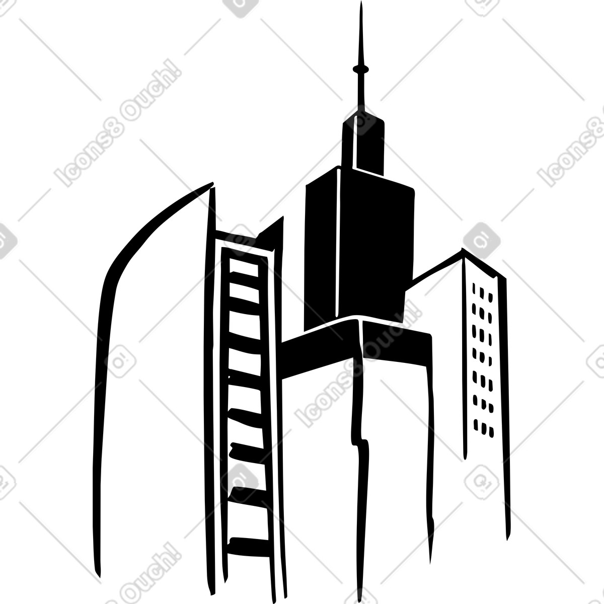 Modern city illustration in Line style download in PNG, SVG