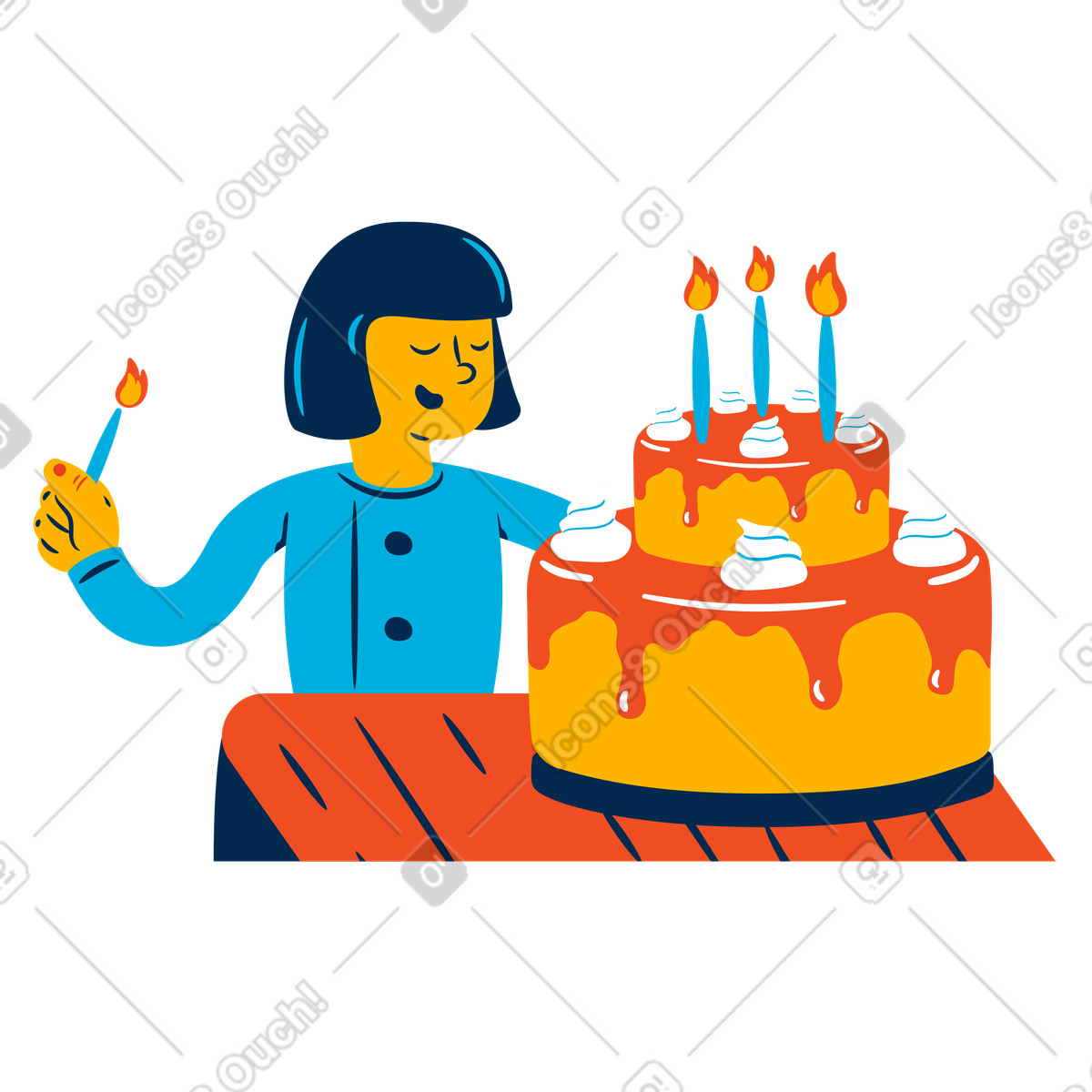 Illustration Grand gâteau d'anniversaire dans le style Flame à télécharger aux formats PNG, SVG