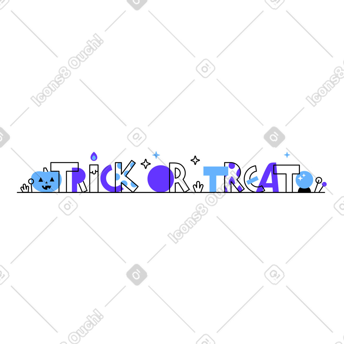 Illustration Des bonbons ou un sort à la citrouille dans le style Pablita télécharger aux formats PNG, SVG