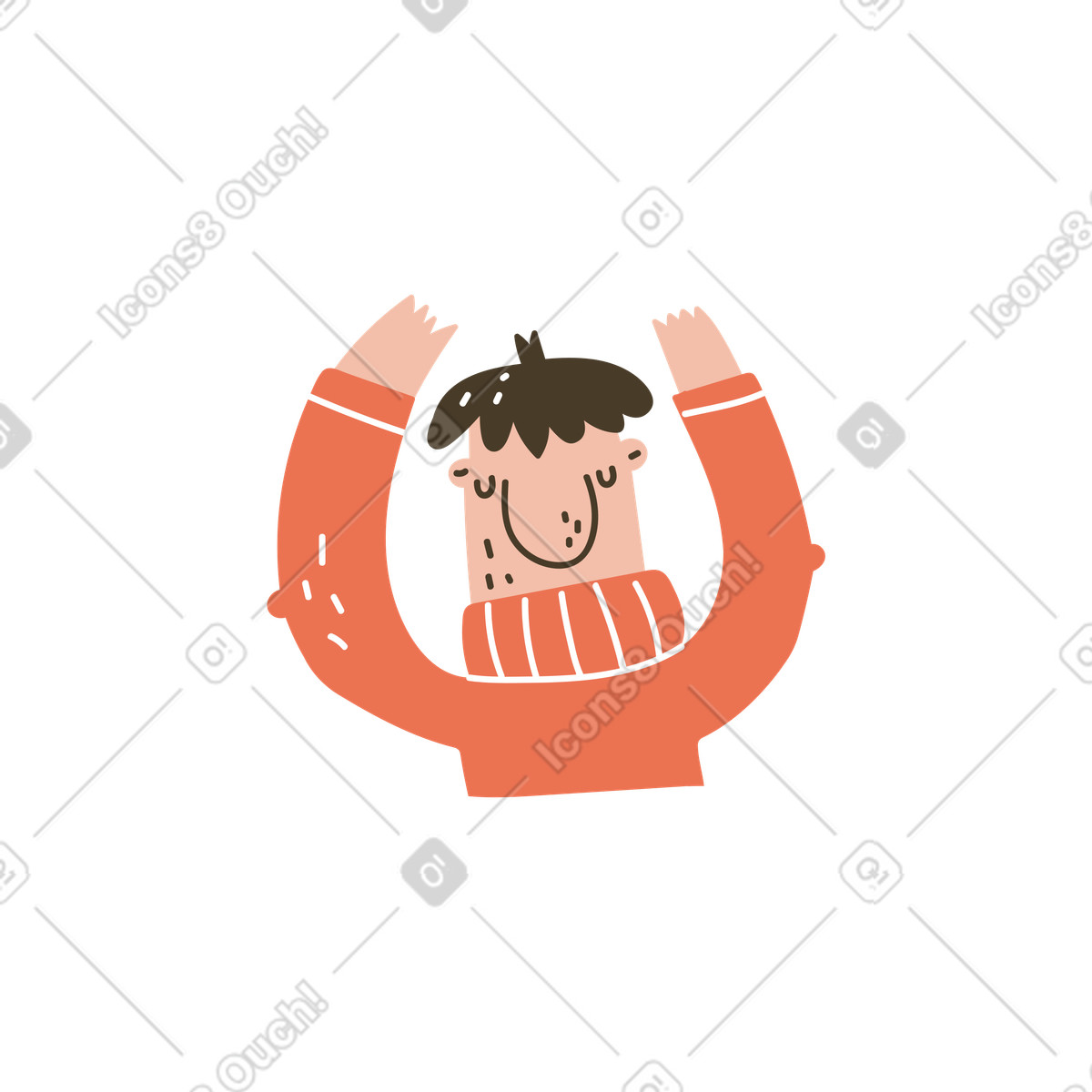 Illustration Personne tenant les deux mains avec yeux fermés dans le style Karlsson à télécharger aux formats PNG, SVG