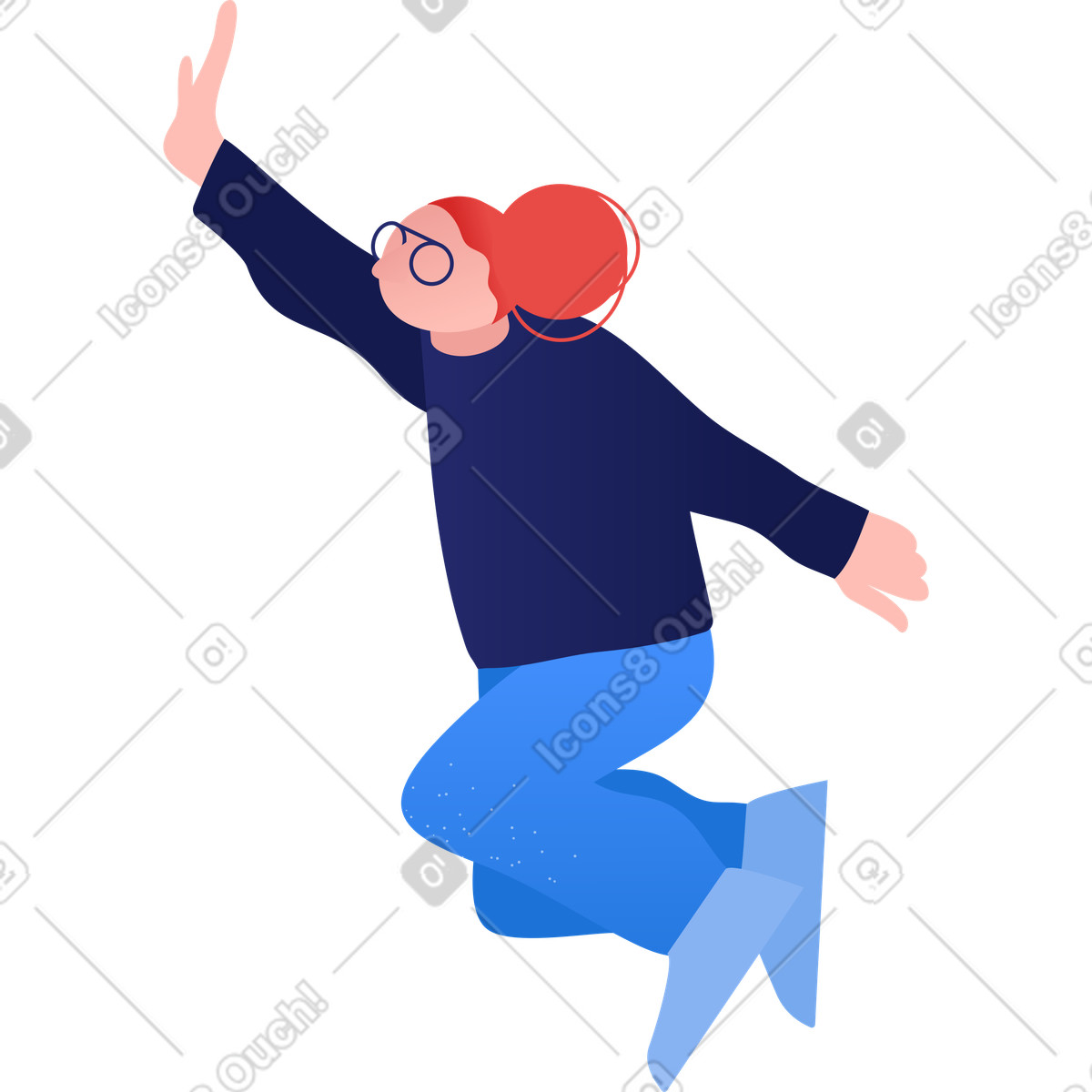 Nonna che salta illustrazione in stile Clip scarica in PNG, SVG