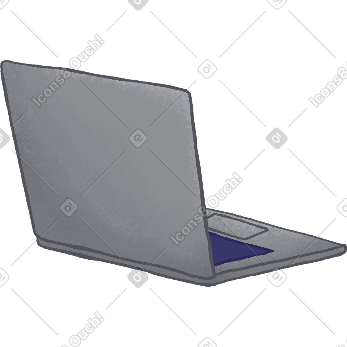 Gray laptop device angled rear view illustrazione in stile Hue scarica in PNG, SVG