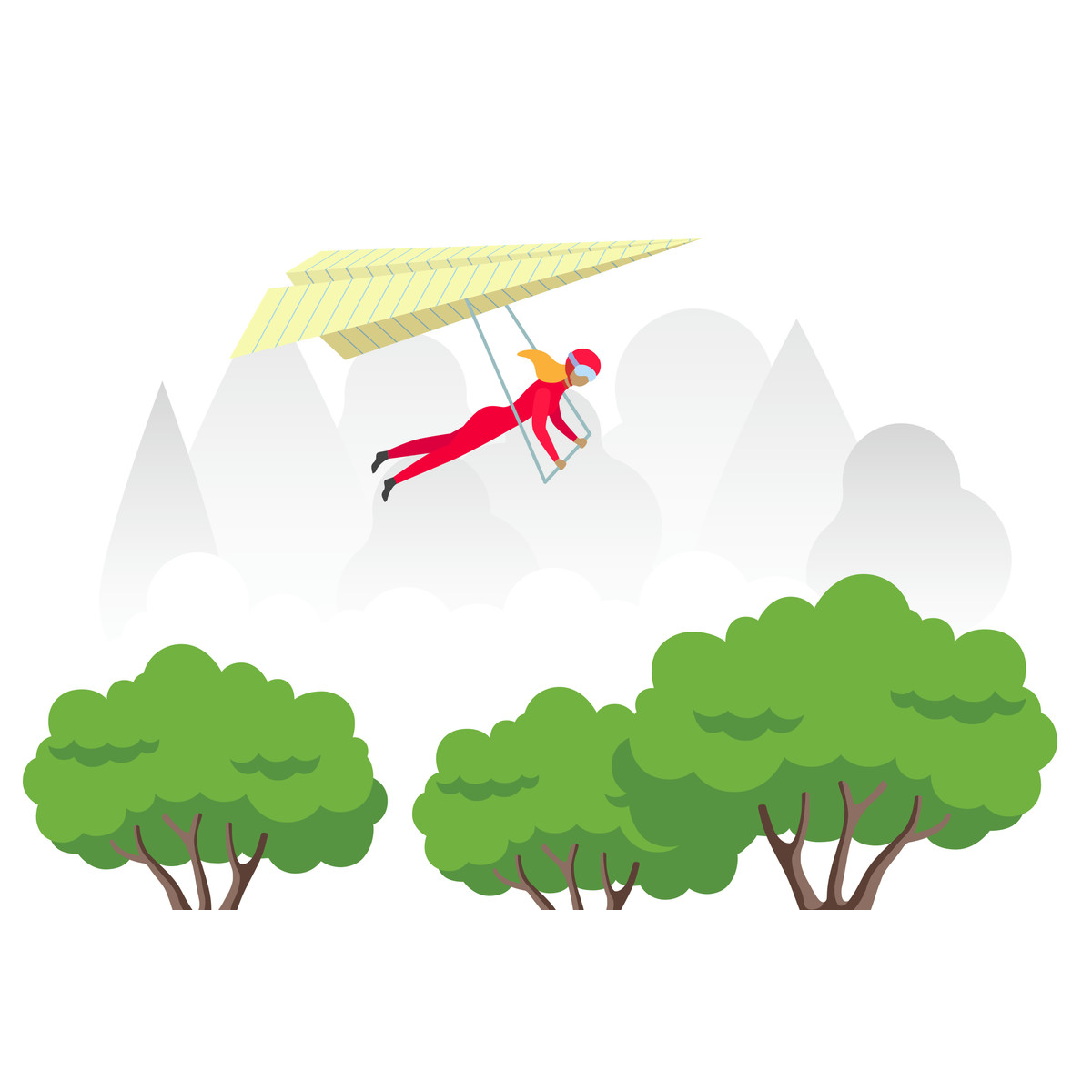 Ilustración Hand glider pilot riding a deltaplan en estilo Fogg descargar en PNG y SVG
