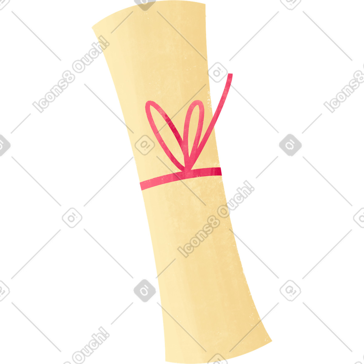 Ilustración Diploma con cinta roja en estilo Bonbon a descargar en PNG y SVG