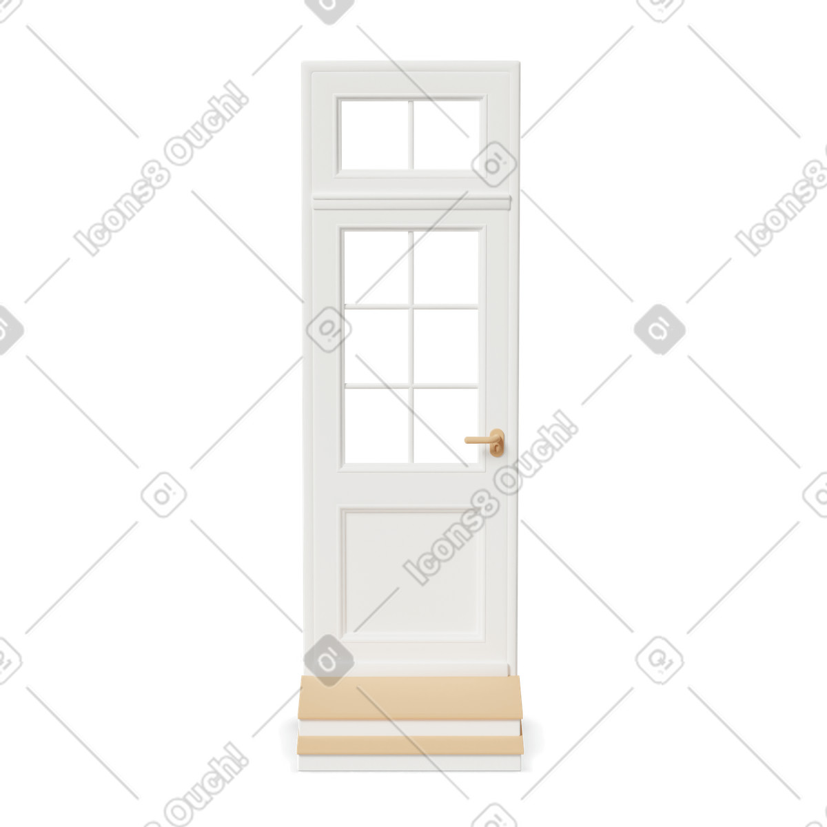 White door with steps illustration in 3D Casual life style download in PNG, SVG