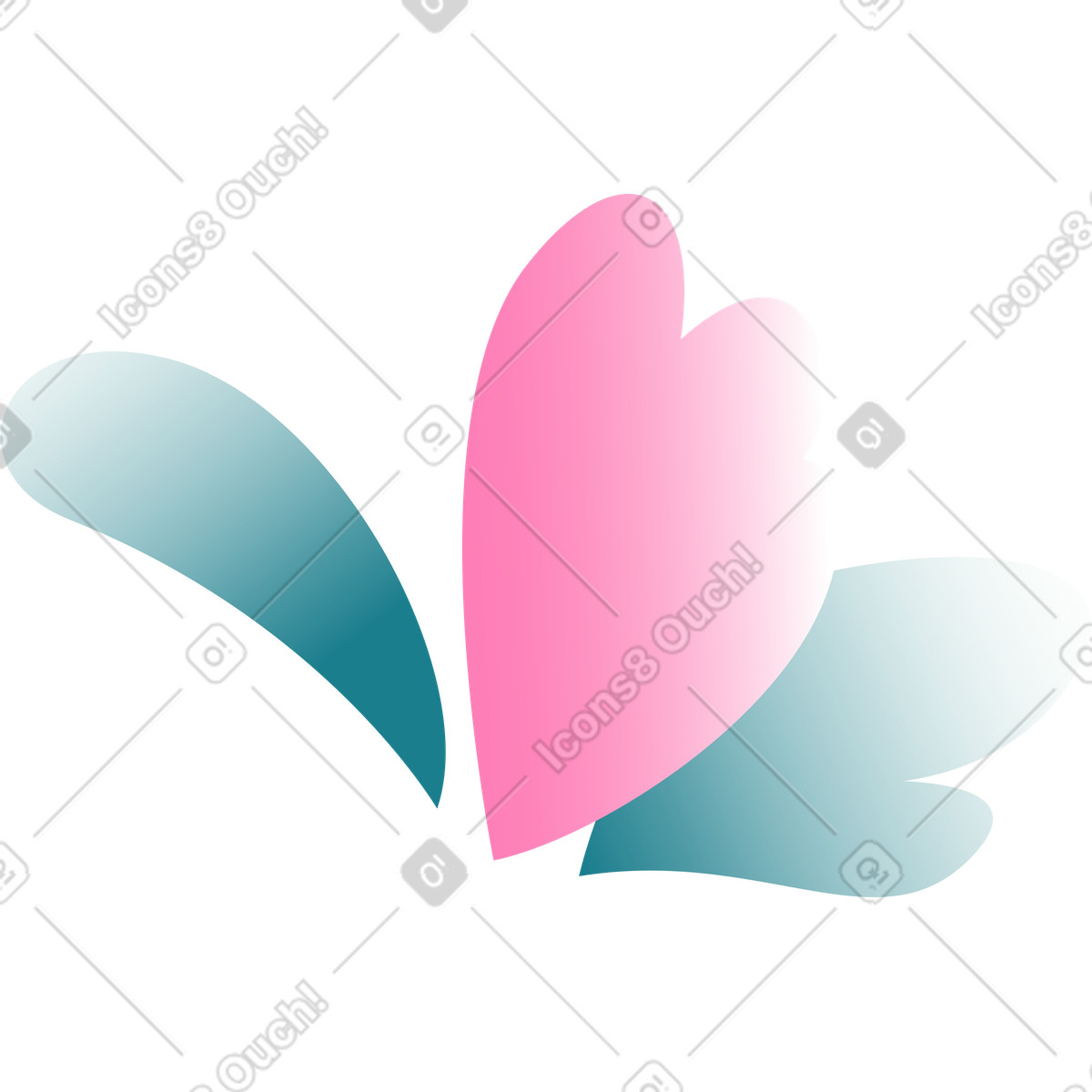 Beam スタイルの 葉のあるピンクの花 のイラストをPNG、SVG形式でダウンロード