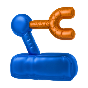 A blue and orange robotic arm - 3D Plush icons style illustration