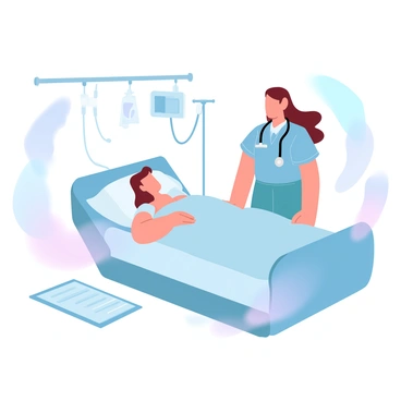 A nurse is standing beside a hospital bed, closely observing a patient with a calm and focused demeanor. The nurse is wearing scrubs and has a stethoscope draped around her neck. Various medical equipment, including a heart monitor and an IV stand, are positioned nearby. The patient is resting peacefully, surrounded by pale pastel colors that enhance the soothing atmosphere of the post-operative care unit. Soft lighting fills the room, creating a comforting environment. A clipboard with notes is resting on a nearby table, indicating ongoing patient monitoring.
