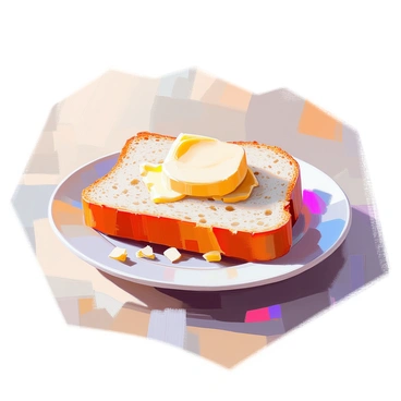 A slice of bread with a pat of butter melting on top