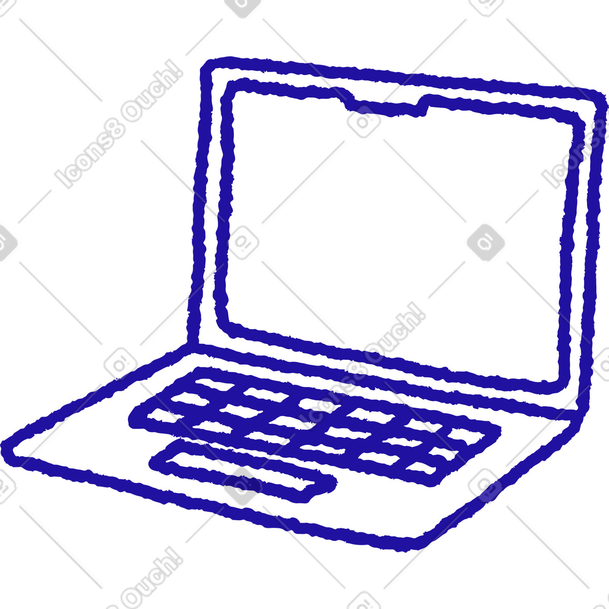 Laptop aperto illustrazione in stile Whimsy scarica in PNG, SVG