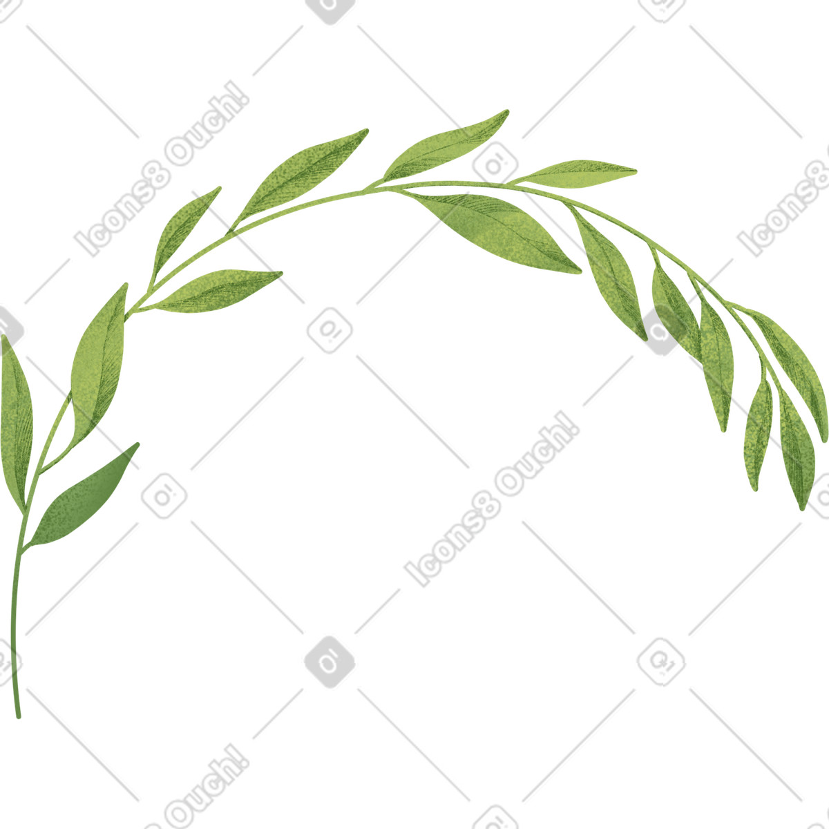下载 Floral 风格的 Large light green curved twig 插画，支持 PNG、SVG 格式