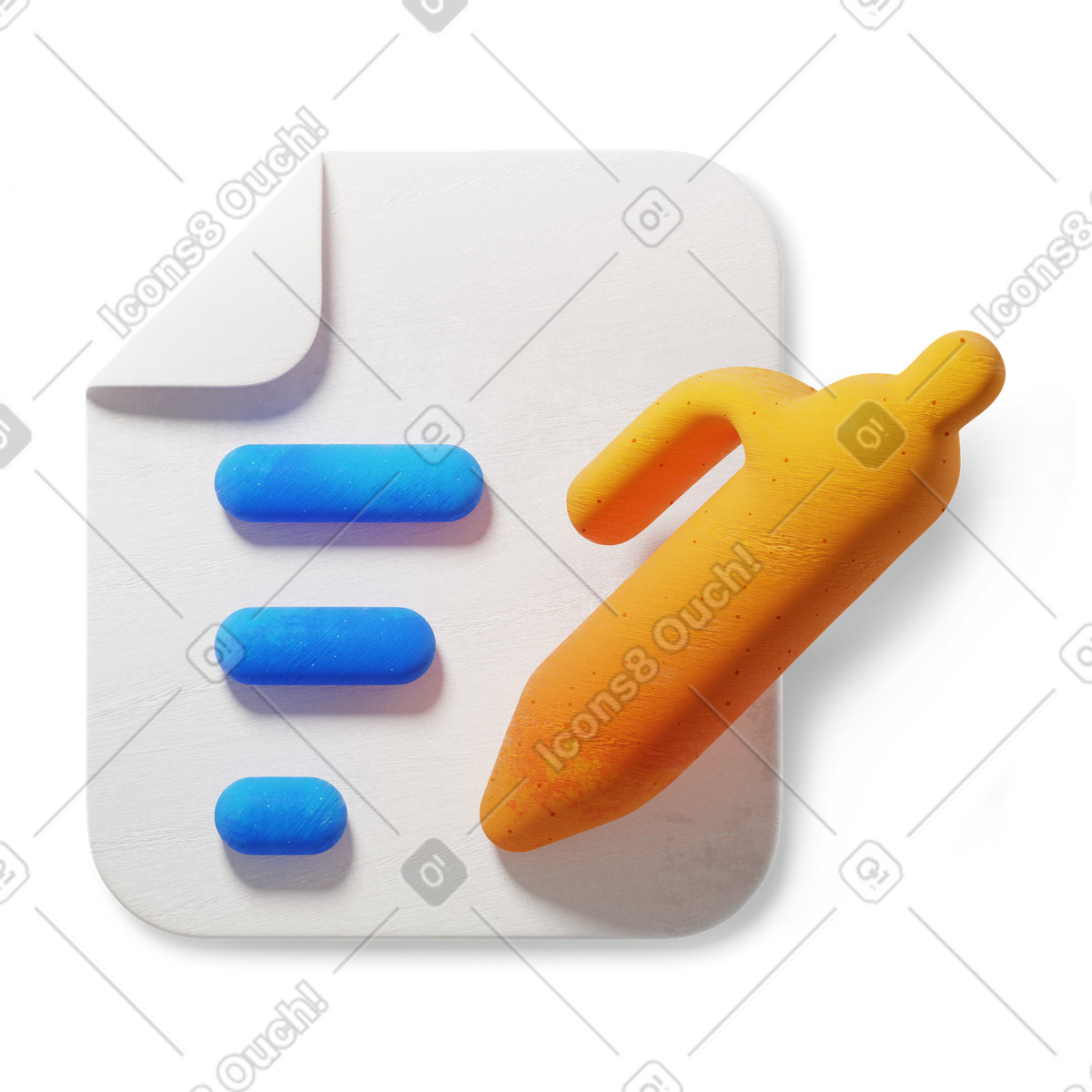 Note taking with text document and editing pen illustration in 3D Microsoft Fluent style download in PNG, SVG