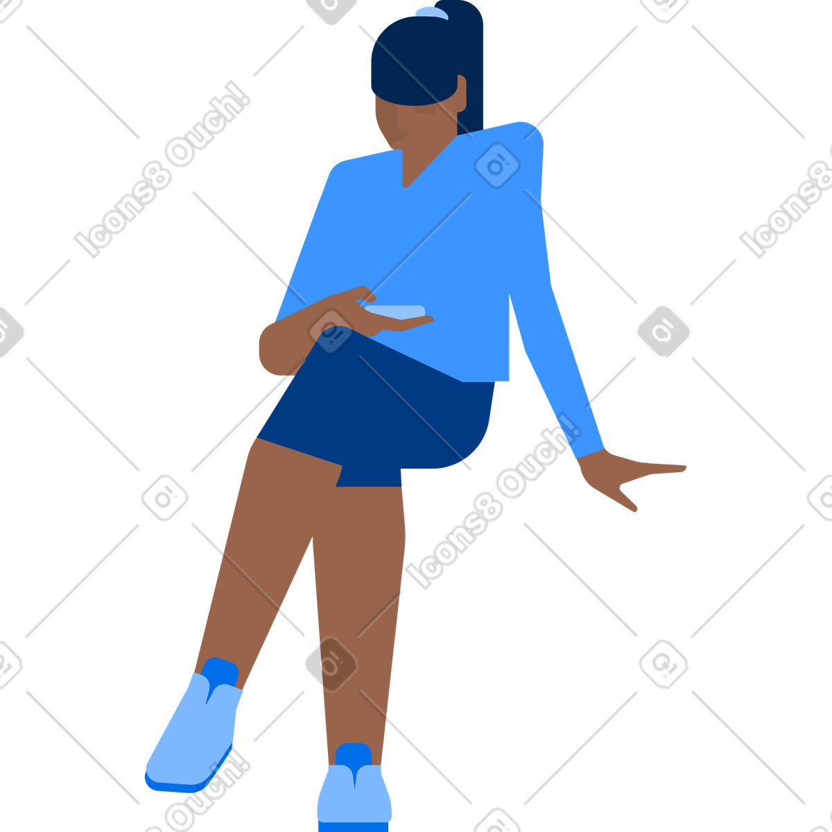 Donna con telefono illustrazione in stile Urban scarica in PNG, SVG