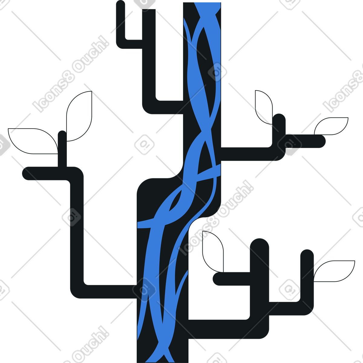 Geometric tree illustration in Midnight style download in PNG, SVG