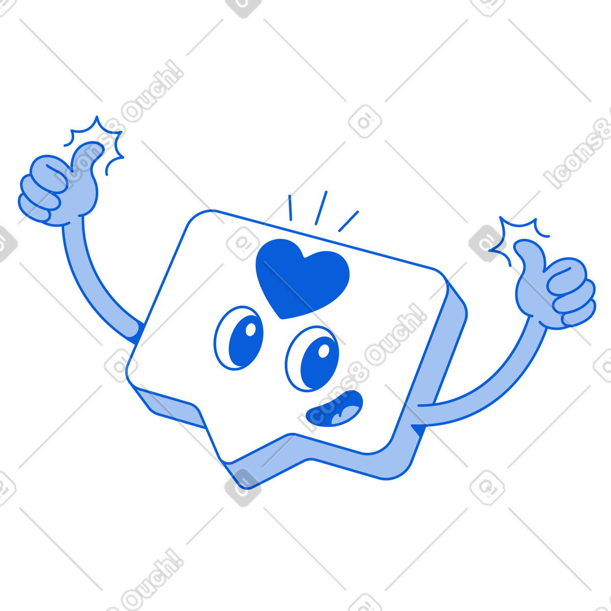 Happy like notification with thumbs up, Social media engagement or feedback illustration in Handy Line style download in PNG, SVG