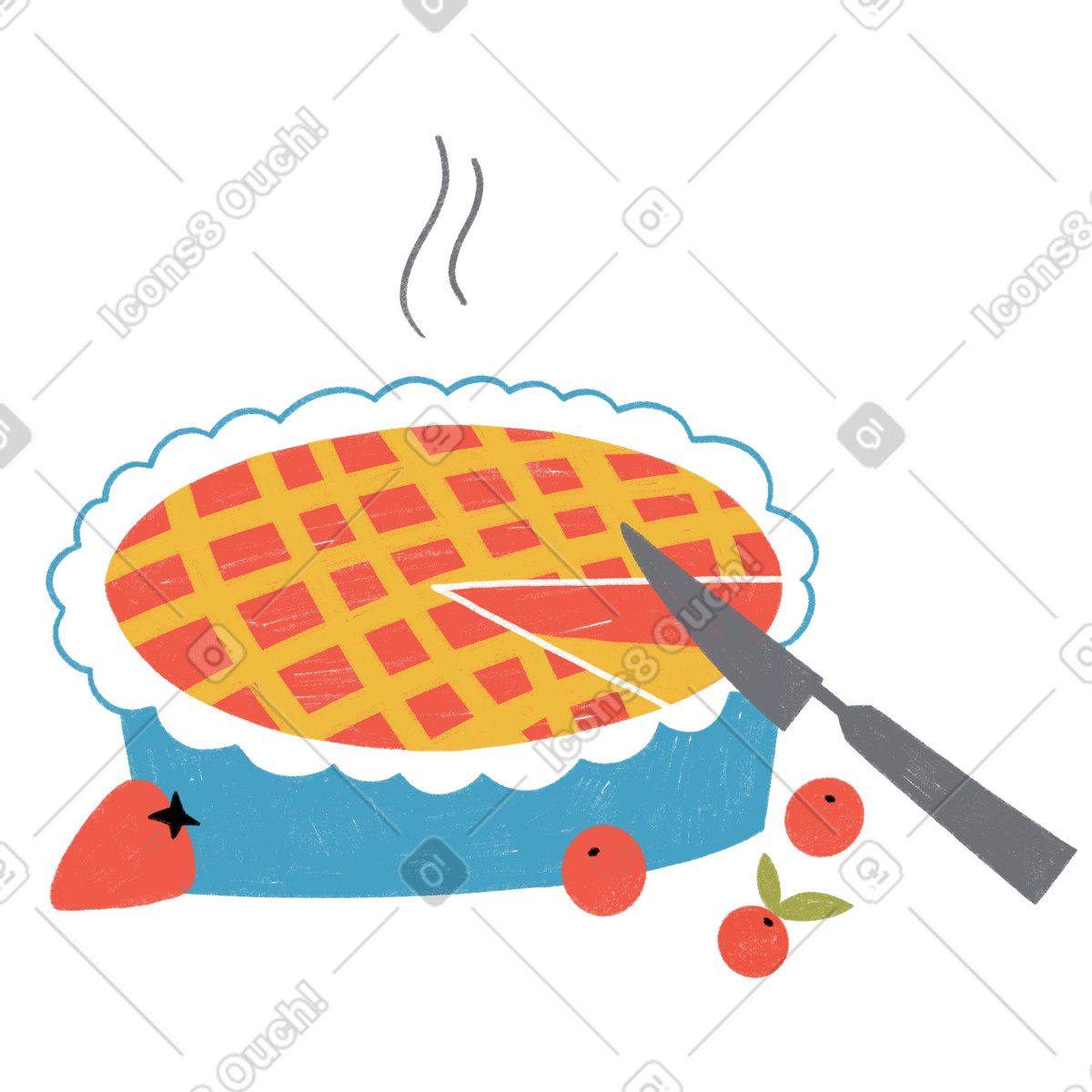 Illustration Berry pie with strawberries and cranberries dans le style Tutti à télécharger aux formats PNG, SVG