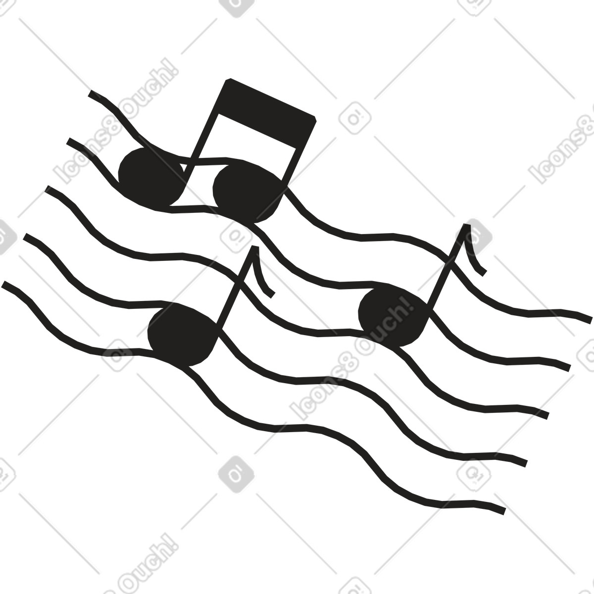 Musiknoten-Illustration im Dazzle Line-Stil als Download in PNG, SVG
