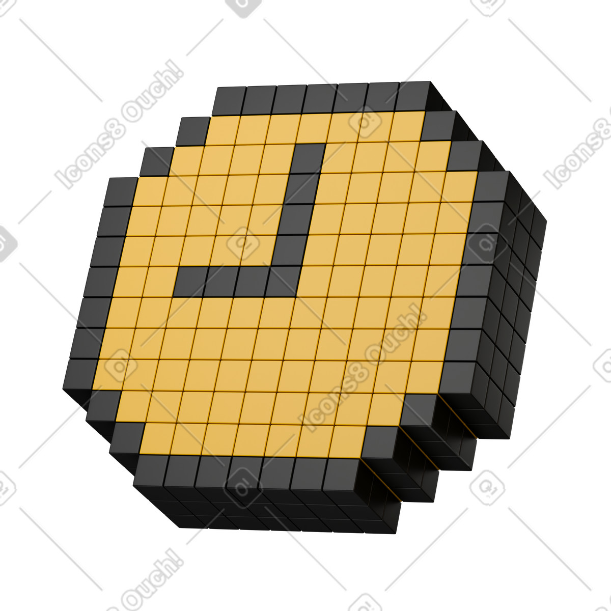 下载 3D Stickle 风格的 Clock pixel art cube structure with minimal hour hand shape 插画，支持 PNG、SVG 格式