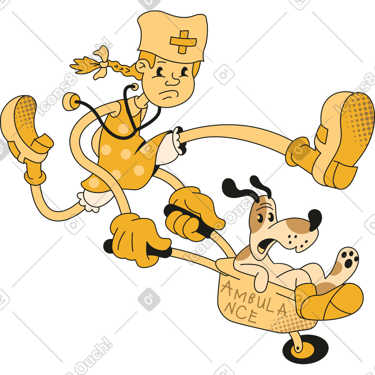 Mädchen mit hund-Illustration im Rubber-Stil als Download in PNG, SVG