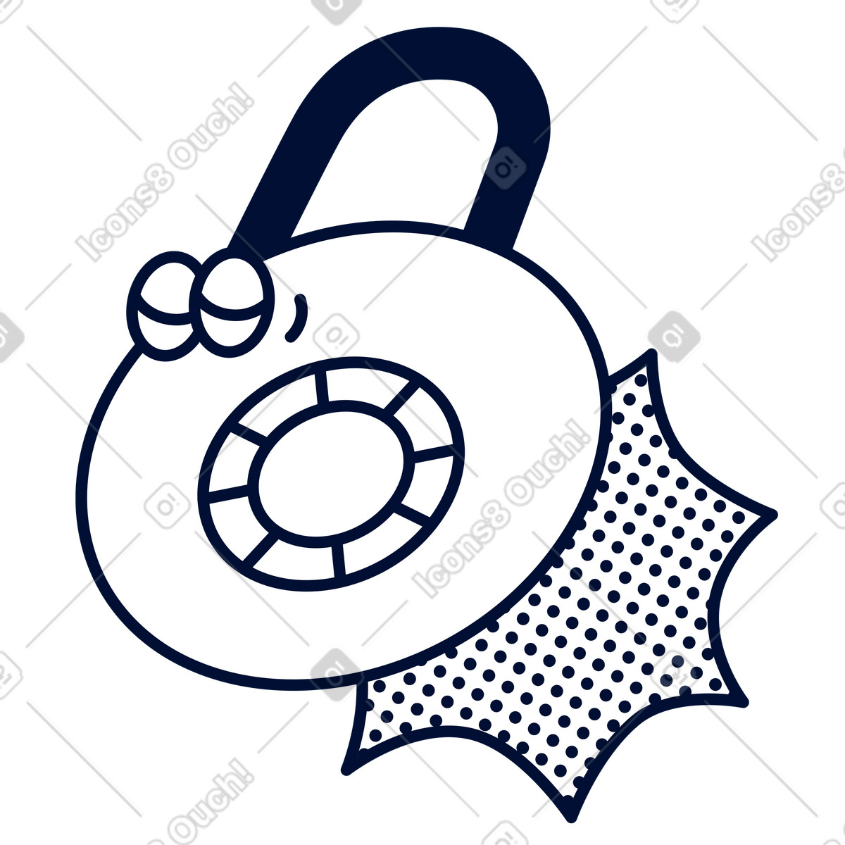 Padlock with dial and burst, cybersecurity access control illustration in Blink style download in PNG, SVG
