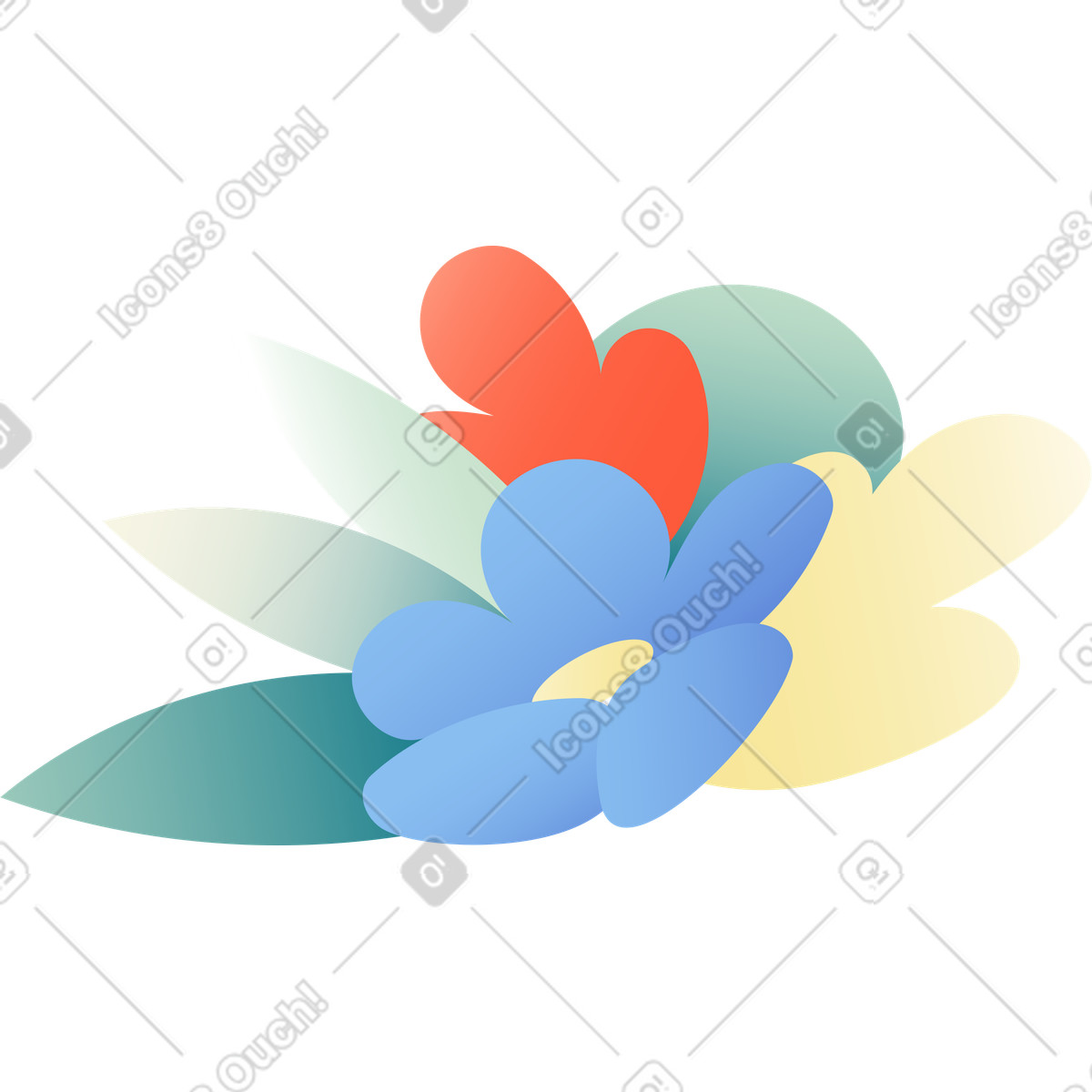 Blaue blume-Illustration im Beam-Stil als Download in PNG, SVG