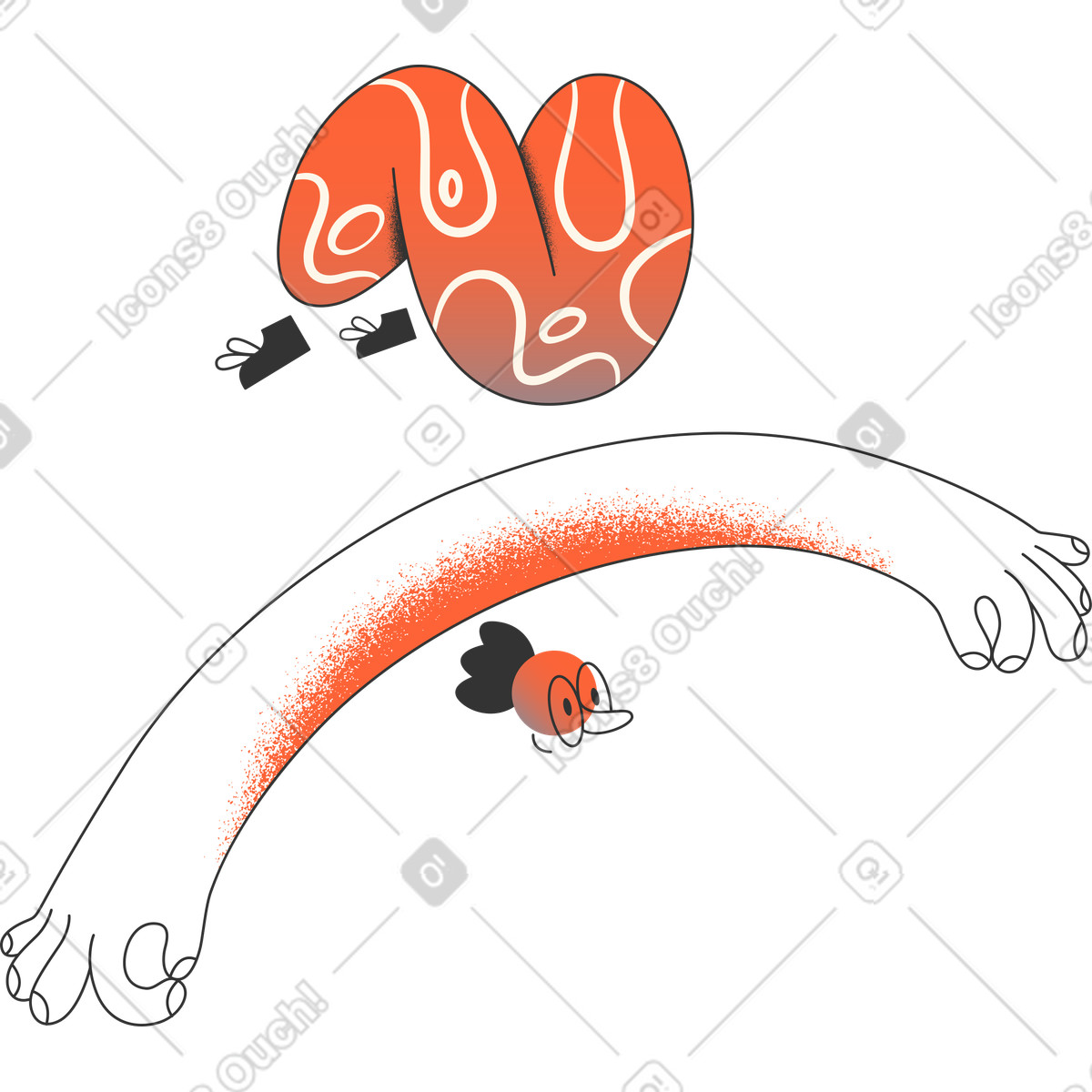 Man upside down in air illustration in PNG, SVG