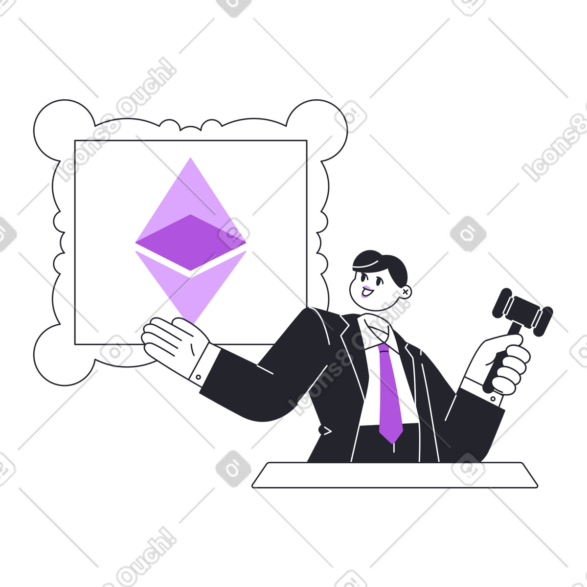 Иллюстрация Аукционист на аукционе nft ethereum в PNG и SVG