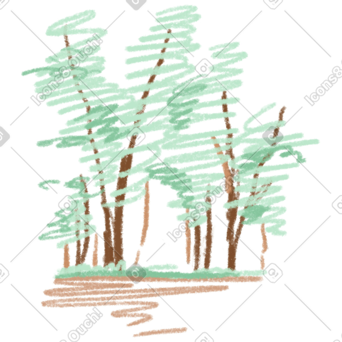 Background with trees-Illustration im Sketchbook-Stil als Download in PNG, SVG