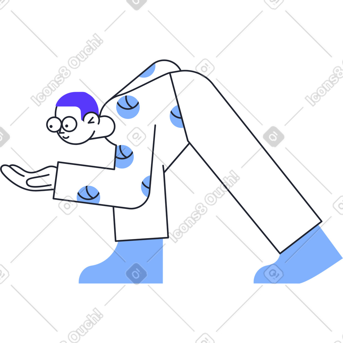 Ilustración Hombre ckecking mail en estilo Pablita a descargar en PNG y SVG