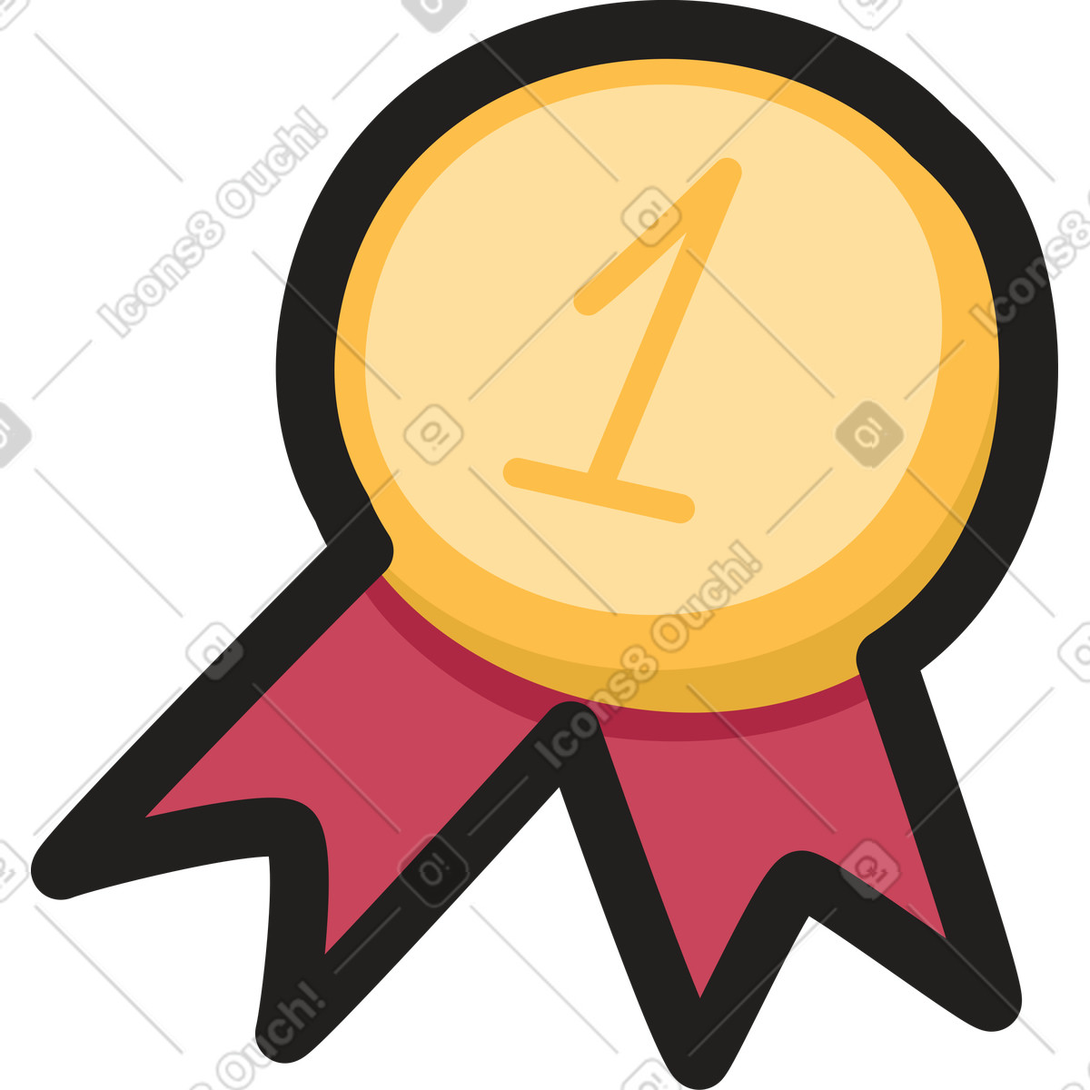 Gold medal illustration in Clipart style download in PNG, SVG